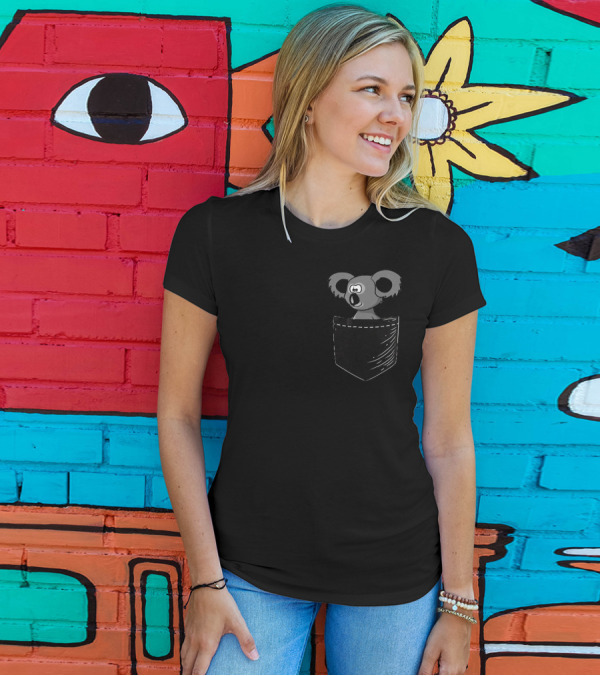 Koala In Pocket Drawing T-Shirt