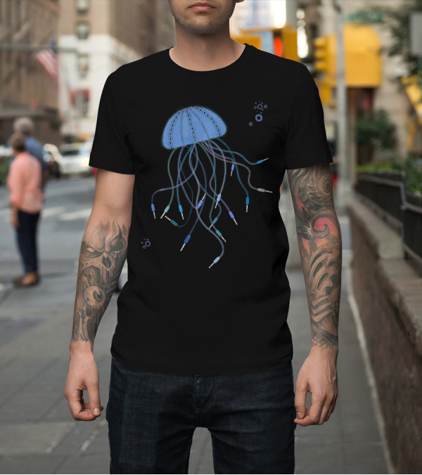 Shirt: Modular Jellyfish Synth Audio Cables Art with Jack Plugs T-Shirt Modular Jellyfish Synth Audio Cables Art with Jack Plugs T-Shirt
