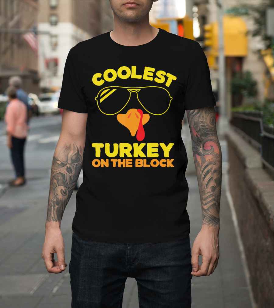 Coolest Turkey On The Block Boys Thanksgiving Day Toddler T-Shirt