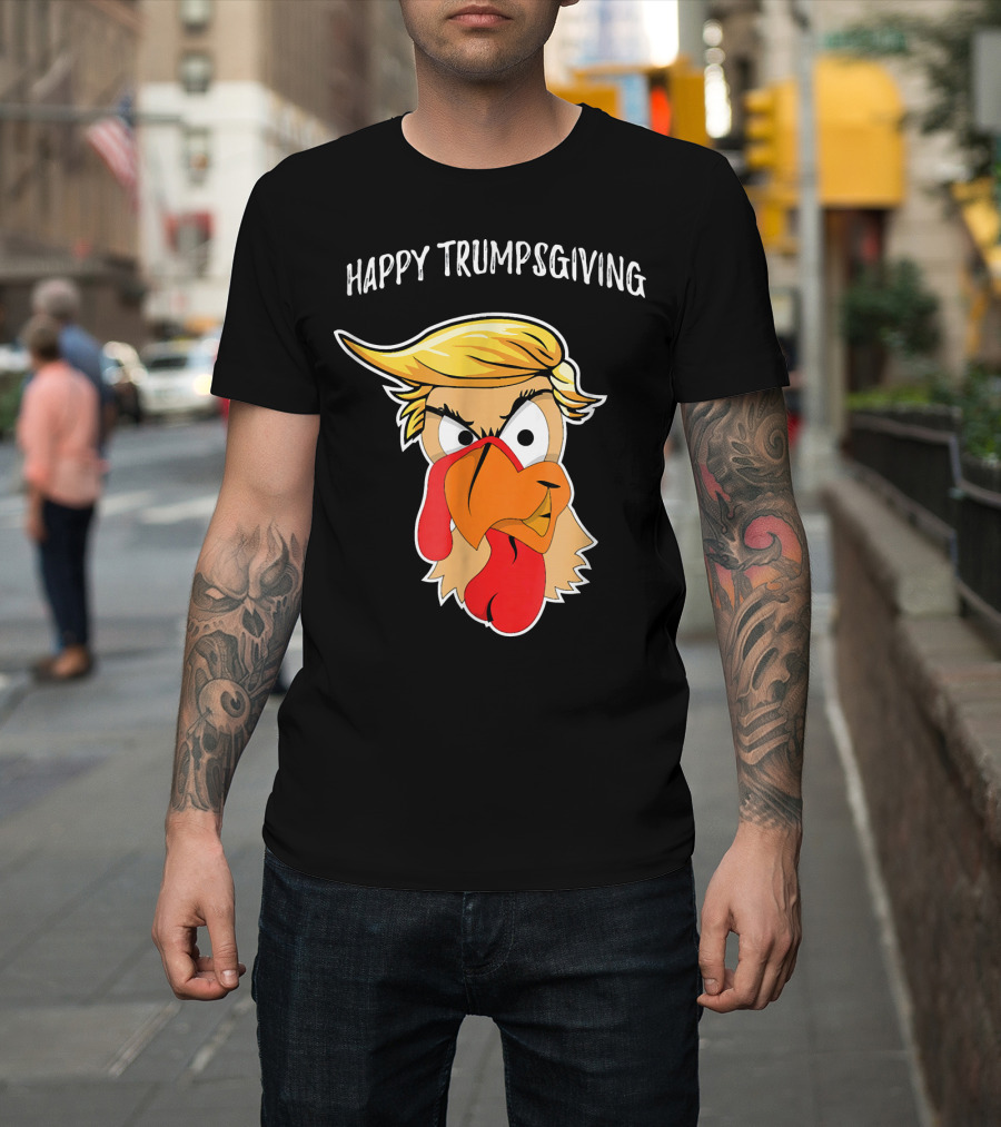 Happy Trumpsgiving Funny Turkey with Trump Hairstyle T-Shirt