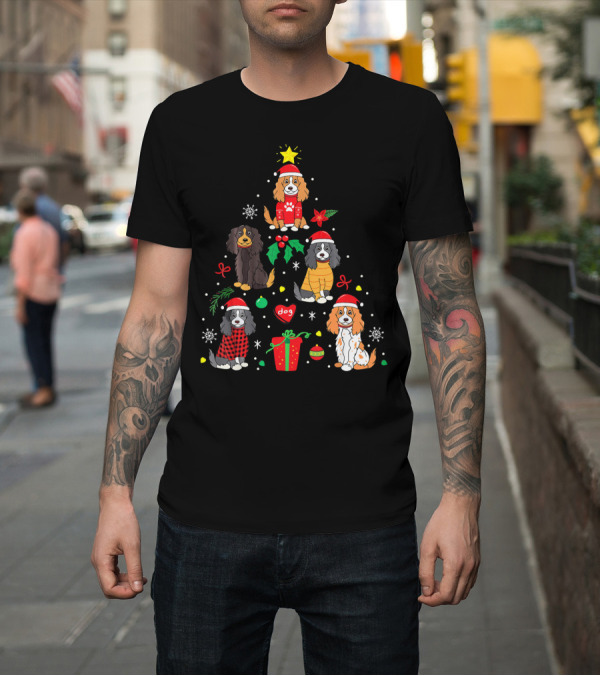 Shirt: Cocker Spaniel Ornament Tree with Santa Hat and Gift T-Shirt Cocker Spaniel Ornament Tree with Santa Hat and Gift T-Shirt