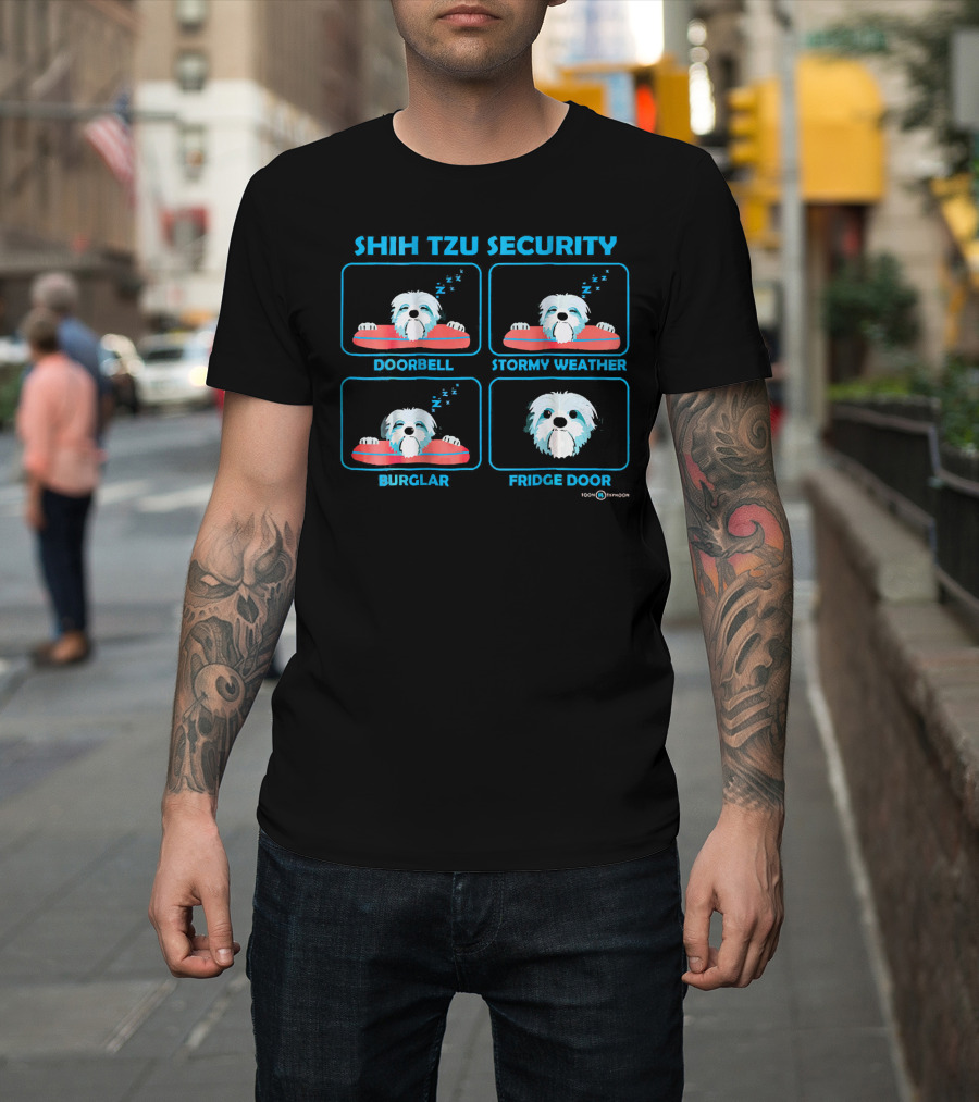 SHIH TZU SECURITY DOORBELL STORMY WEATHER BURGLAR FRIDGE DOOR T-Shirt