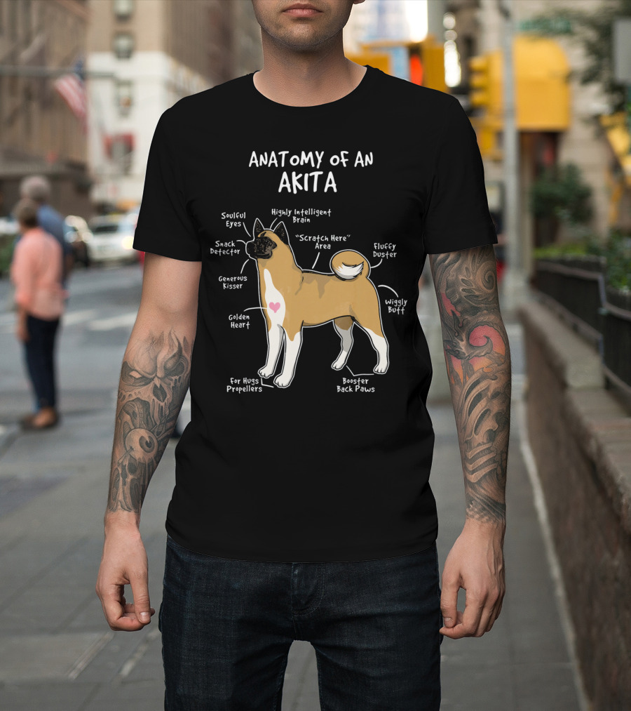 Anatomy Of An Akita Soulful Eyes Intelligent Brain Fluffy Duster Wiggly Butt T-Shirt