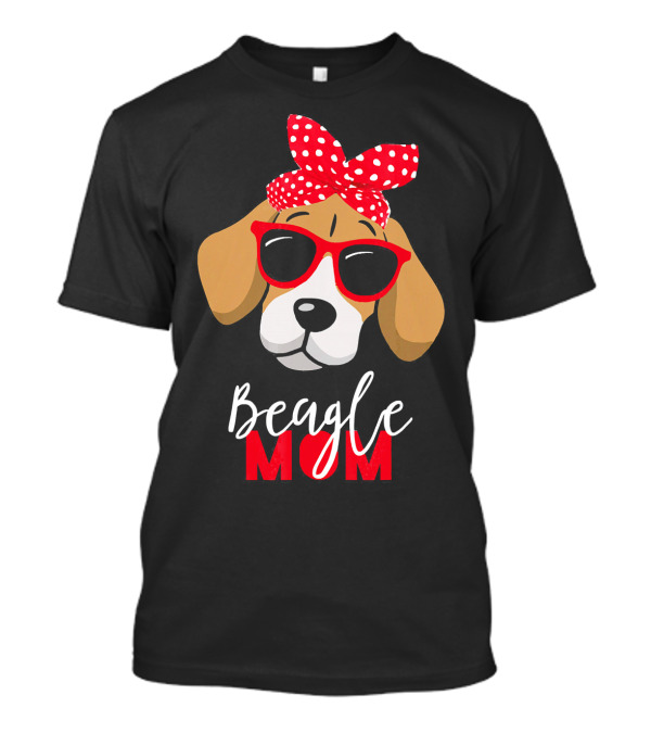 Beagle Mom Funny Dog Lovers Fur Bandana Glasses T-Shirt