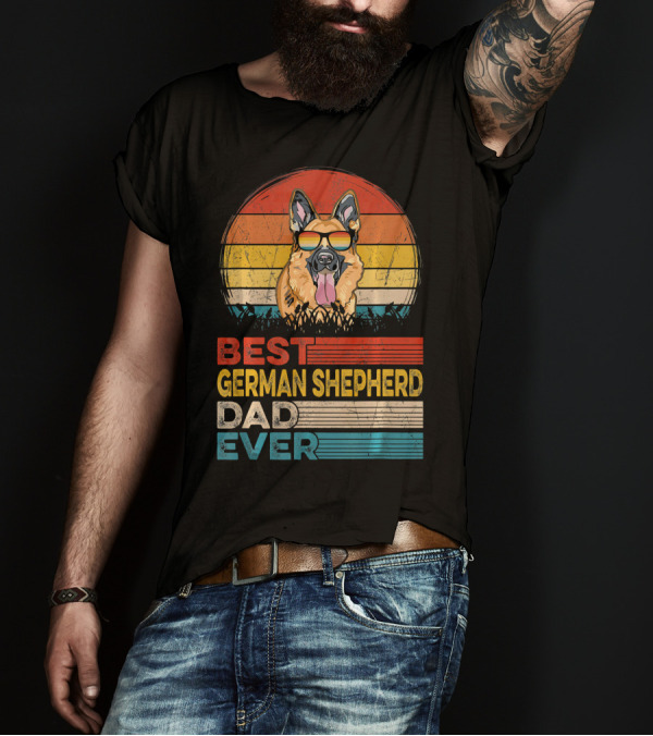 Best German Shepherd Dad Ever Vintage Dog Retro Sunglasses T-Shirt