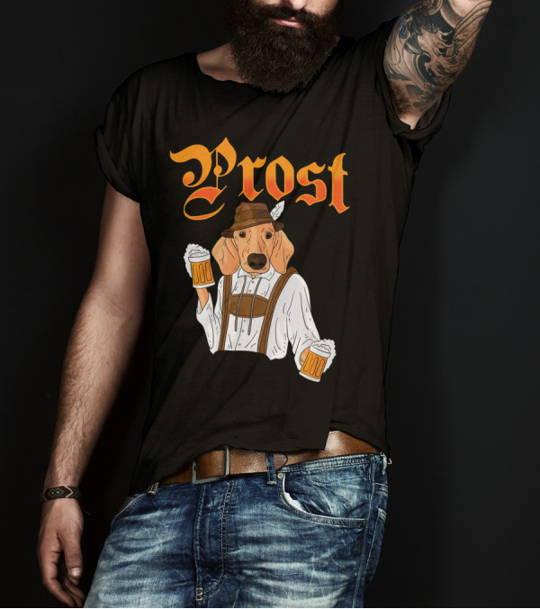 Prost Dachshund German Dog Beer Oktoberfest T-Shirt