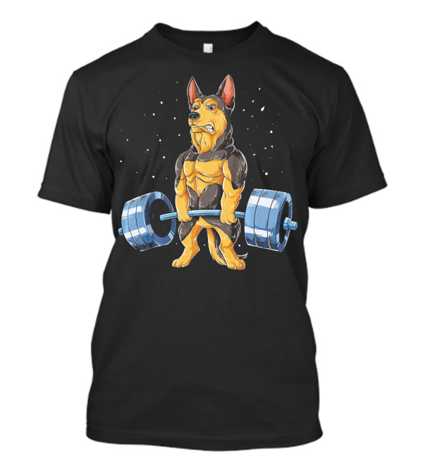 German Shepherd Weightlifting Funny Deadlifting Dog T-Shirt