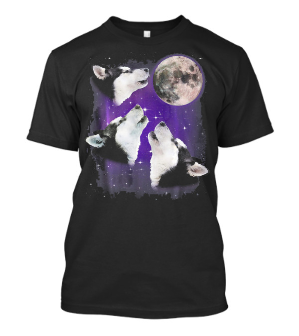 Cute Husky Mom Dog Three Wolves Moon T-Shirt