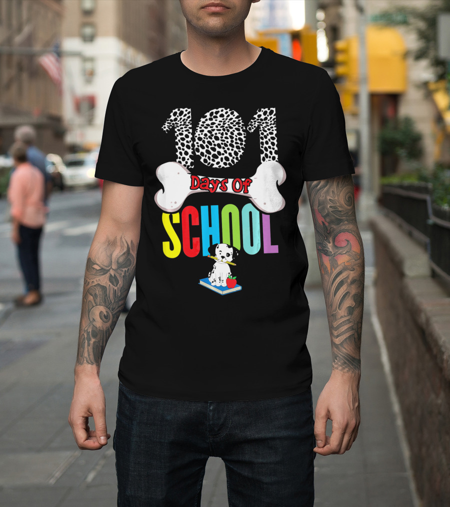 101 Days Of School Dalmatian Dog Spots Colorful School T-Shirt