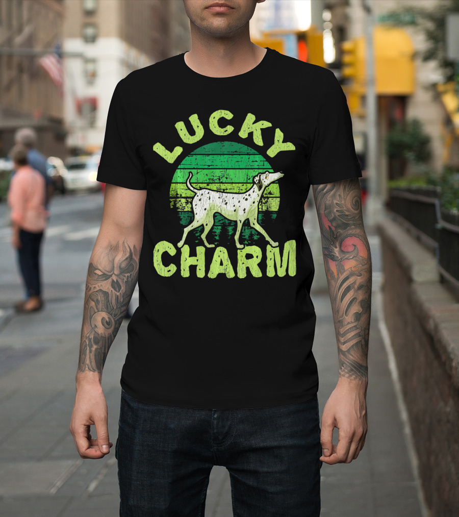 Lucky Charm Dalmatian Dog Retro Circle T-Shirt
