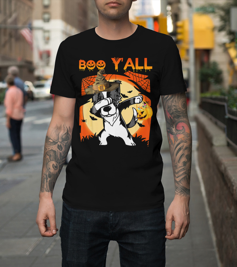 Boo Y'all Border Collie Dabbing Ghost Halloween T-Shirt