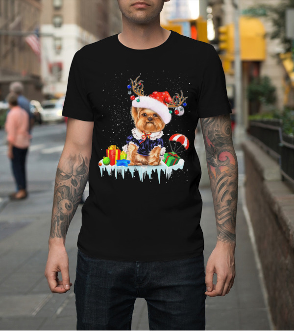 Shirt: Yorkshire Terrier Dog Santa Hat Reindeer Antlers Christmas Gifts T-Shirt Yorkshire Terrier Dog Santa Hat Reindeer Antlers Christmas Gifts T-Shirt