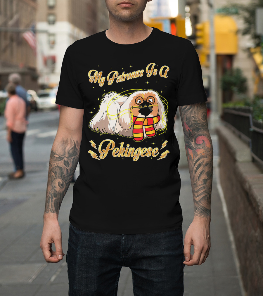 My Patronus Is A Pekingese Harry Dog Pot Stars and Lightning Bolts T-Shirt