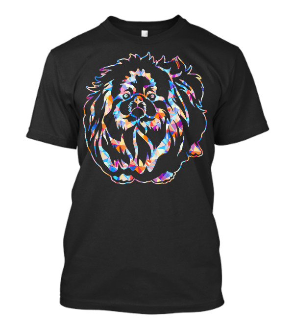 Pekingese Pekingese Geometric Co Vibrant Multicolored Canine T-Shirt