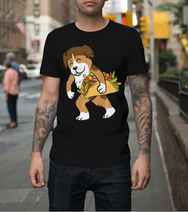 Shirt: Shetland Sheepdog Carrying Taco Image T-Shirt Shetland Sheepdog Carrying Taco Image T-Shirt