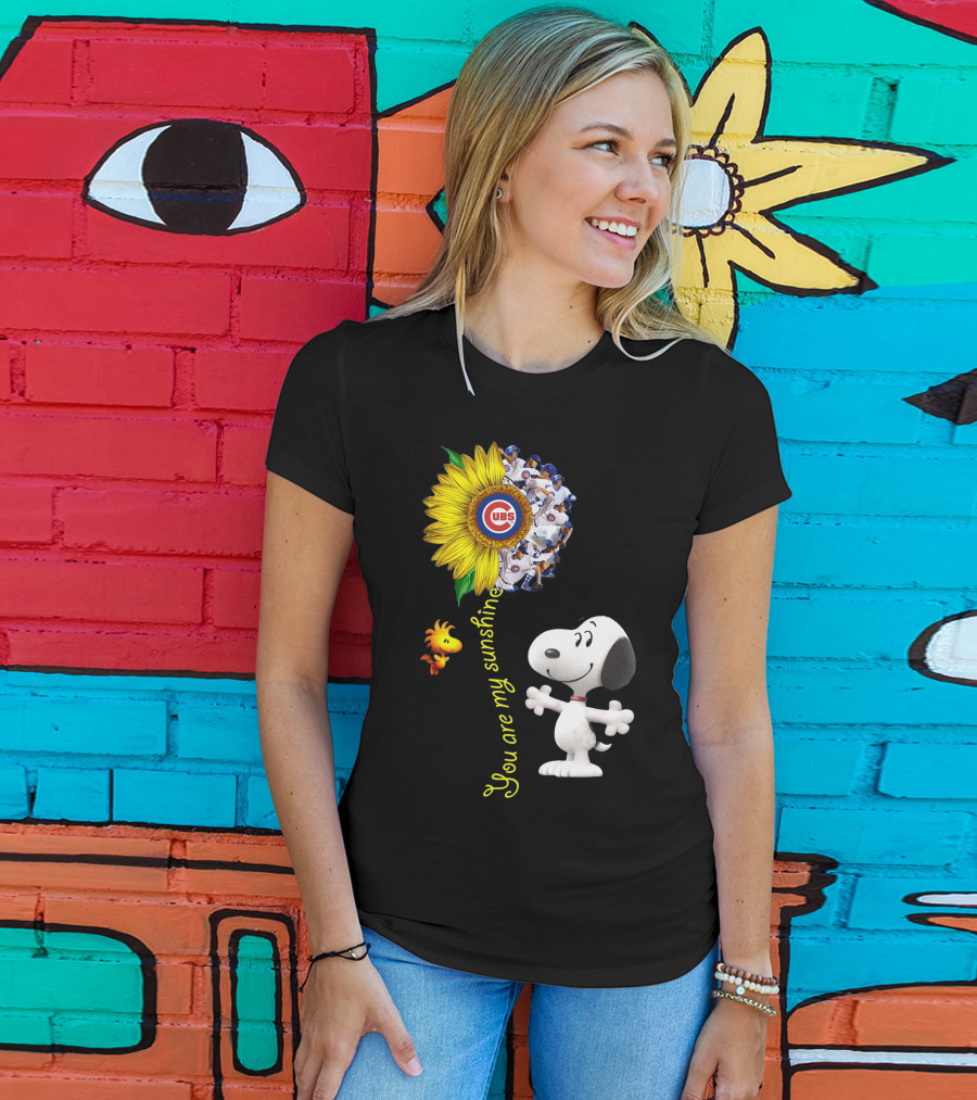 Snoopy Chicago Cubs You Are My Sunshine Sunflower Baseball T-Shirt