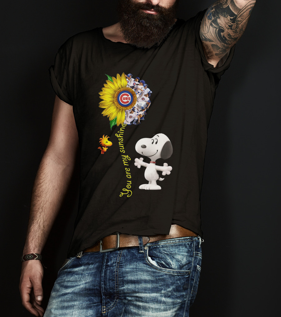 Snoopy Chicago Cubs You Are My Sunshine Sunflower Baseball T-Shirt