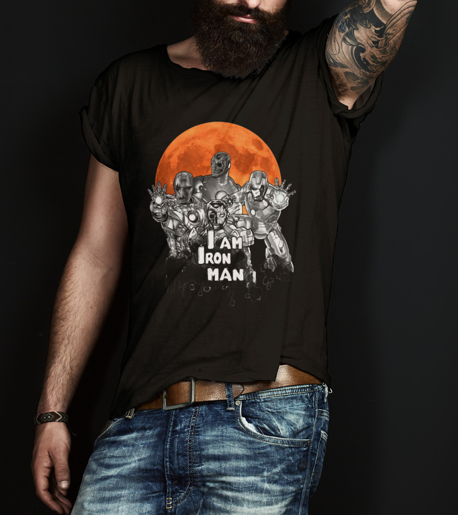 Iron Man Zombie Halloween I Am Iron Man Moon T-Shirt