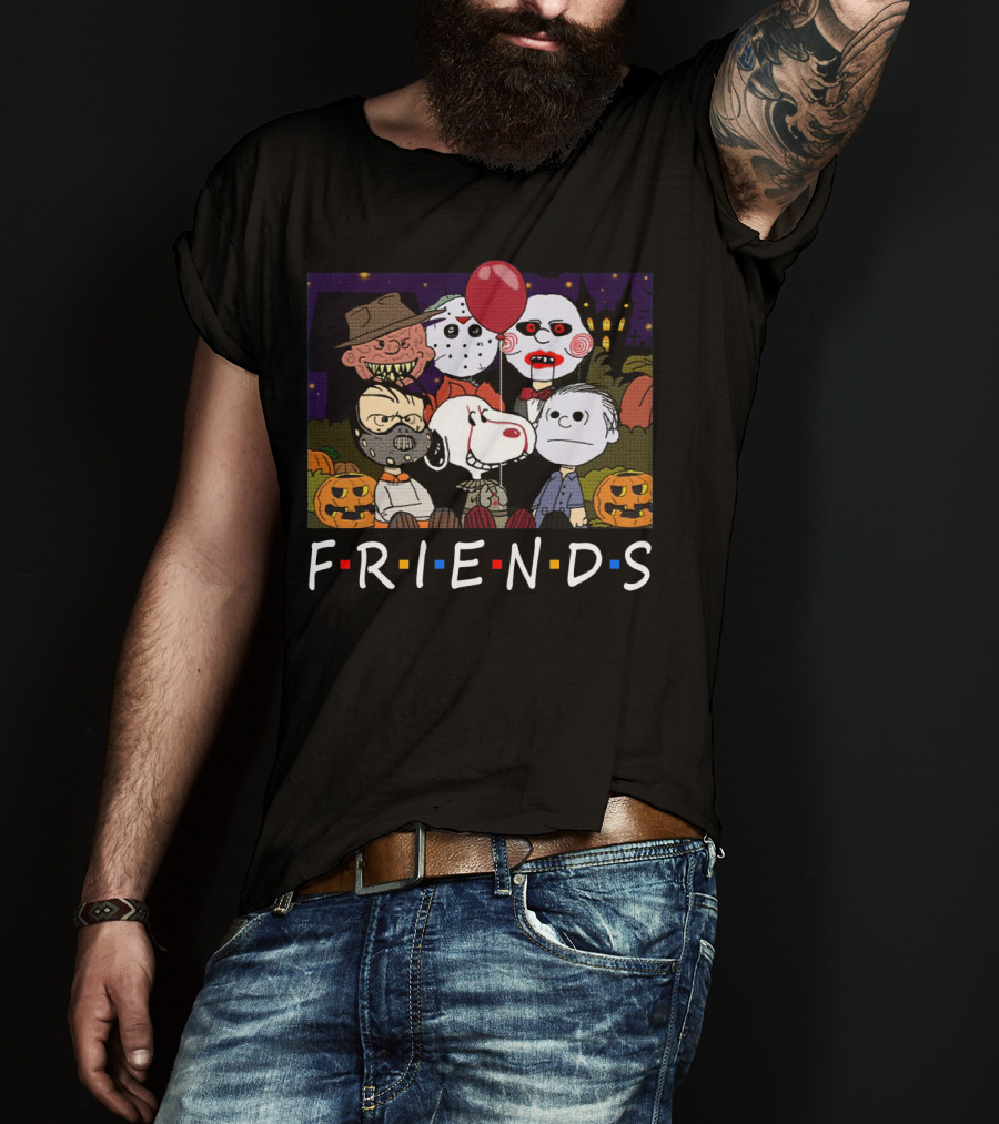 Horror Halloween Peanuts Characters Friends TV Show Mashup T-Shirt