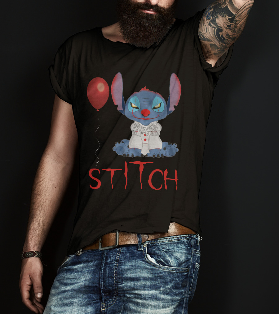 It Horror Stitch With Pennywise Balloon T-Shirt