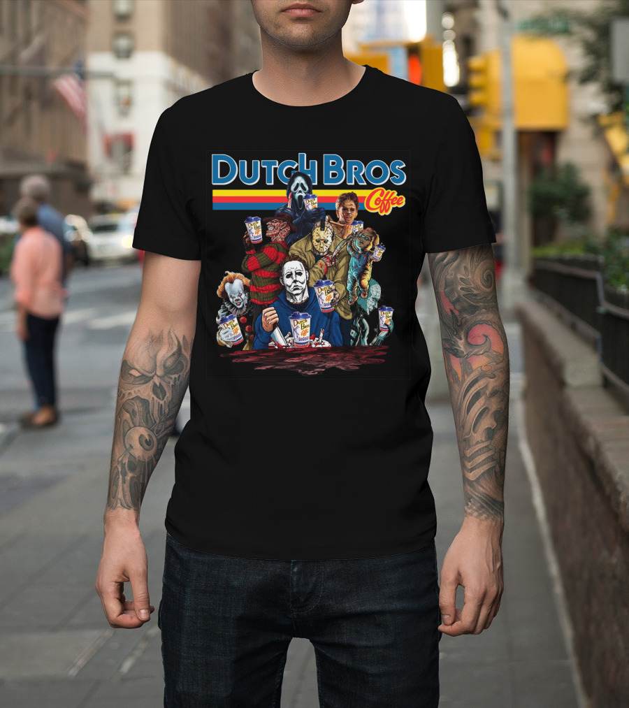 Dutch Bros Coffee Halloween Horror Characters T-Shirt