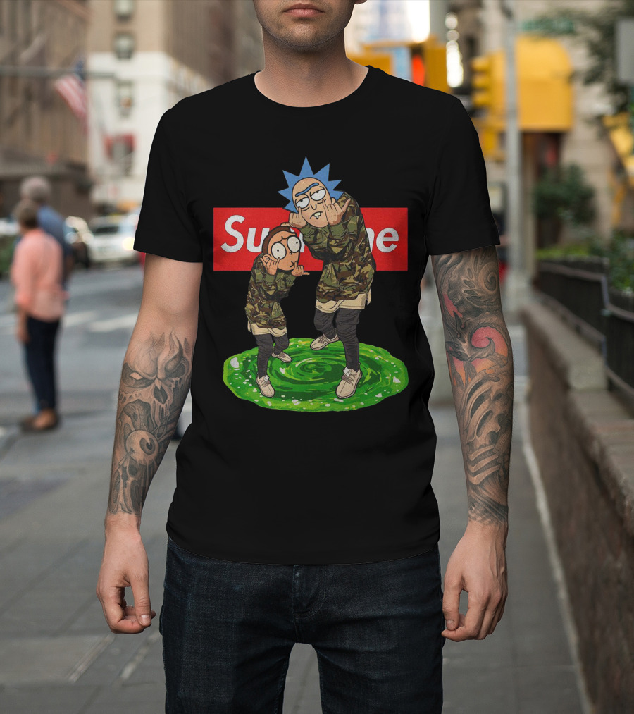 Rick And Morty Supreme Portal Streetwear Camo T-Shirt