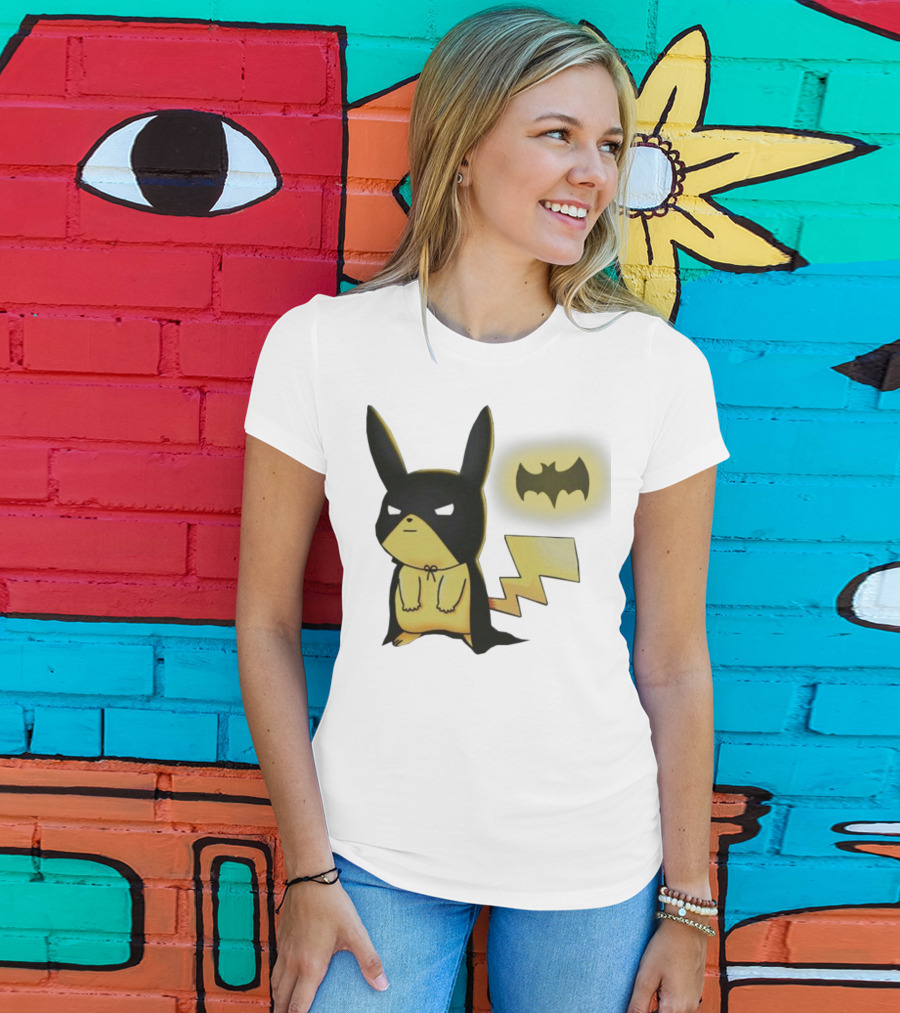 Pikachu Batman Crossover With Iconic Bat T-Shirt