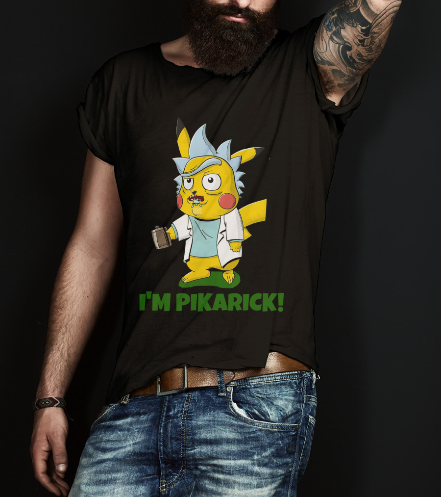 Rick And Morty I’m Pikarick Pikachu Crossover With Lab Coat And Portal Gun T-Shirt