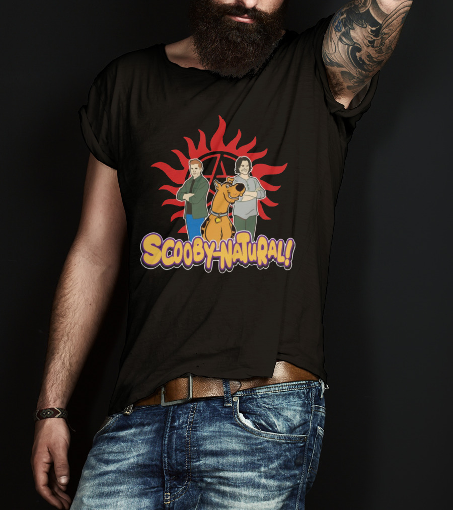 Scooby-Natural Supernatural Crossover Featuring Iconic Red Sun And Mystery Characters T-Shirt