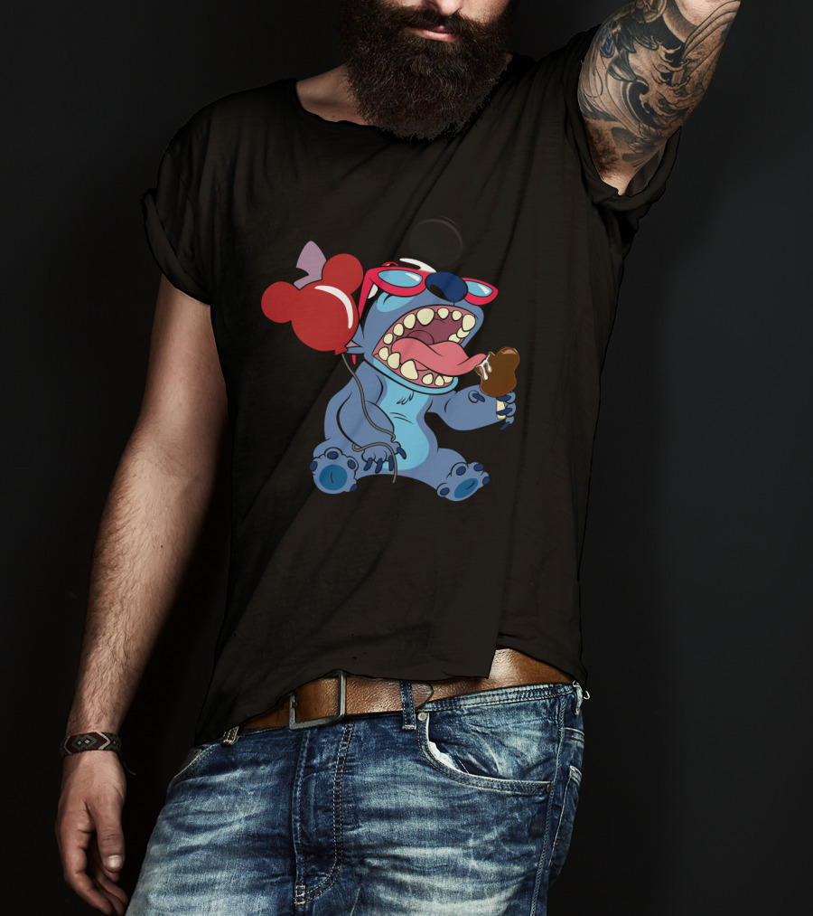 Stitch Vacay Mode With Ice Cream And Mickey Balloon T-Shirt