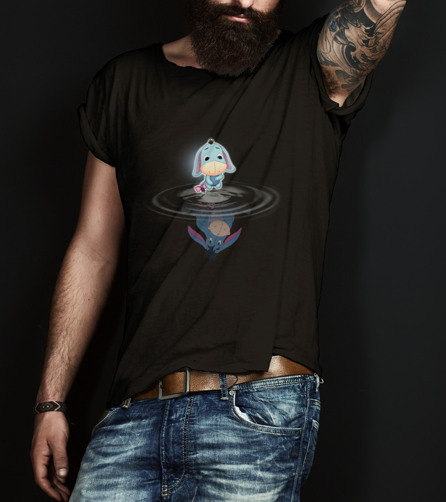 Winnie The Pooh Eeyore Reflected In Water With Glow Effect T-Shirt
