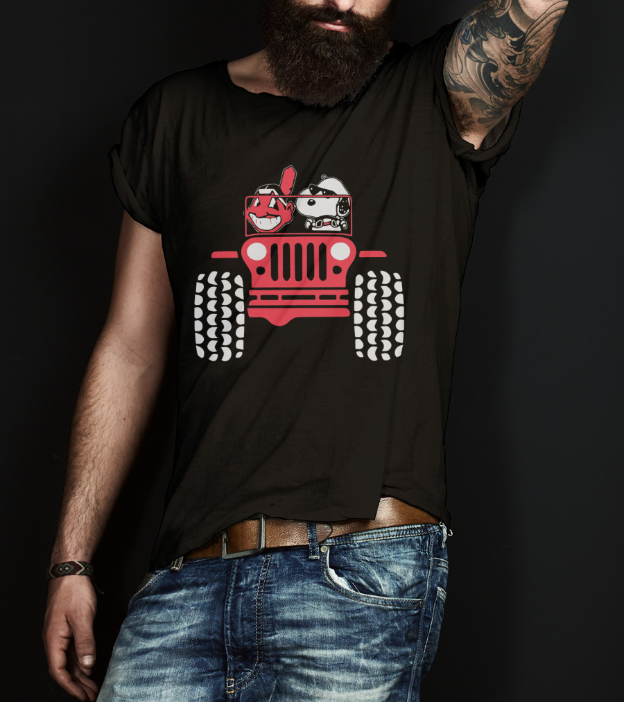 Snoopy Cleveland Indians Jeep Adventure T-Shirt