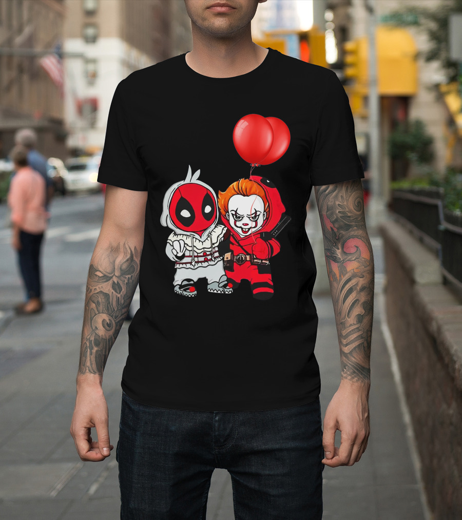 Pennywise Deadpool Crossover with Red Balloons T-Shirt