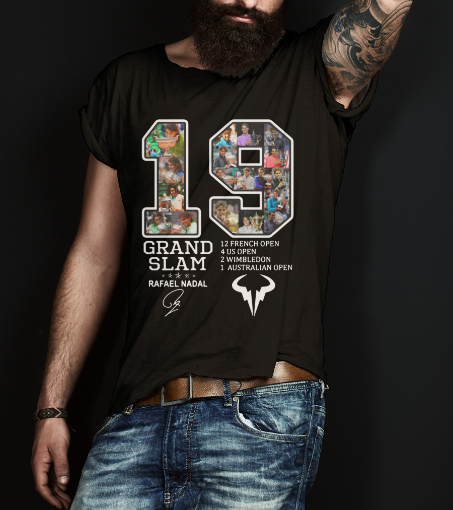 Rafael Nadal 19 Grand Slam Titles French Open US Open Wimbledon Australian Open T-Shirt