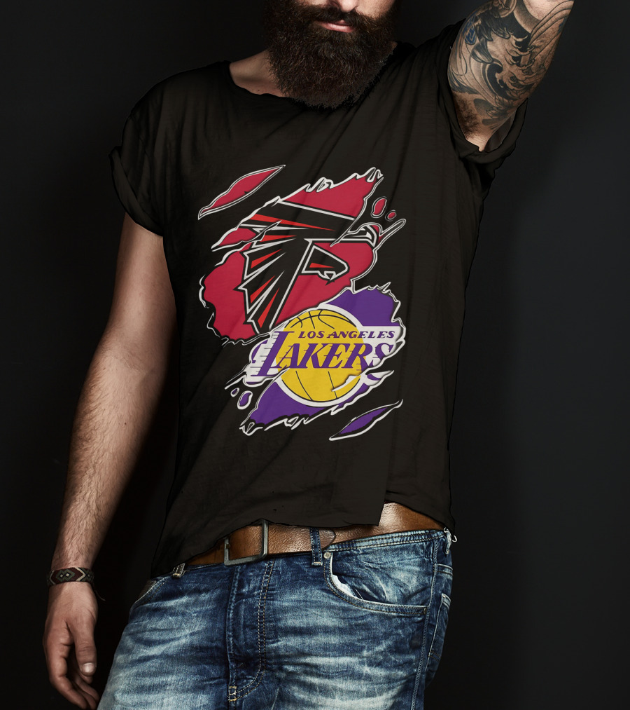 Atlanta Falcons Los Angeles Lakers Logo Mashup T-Shirt