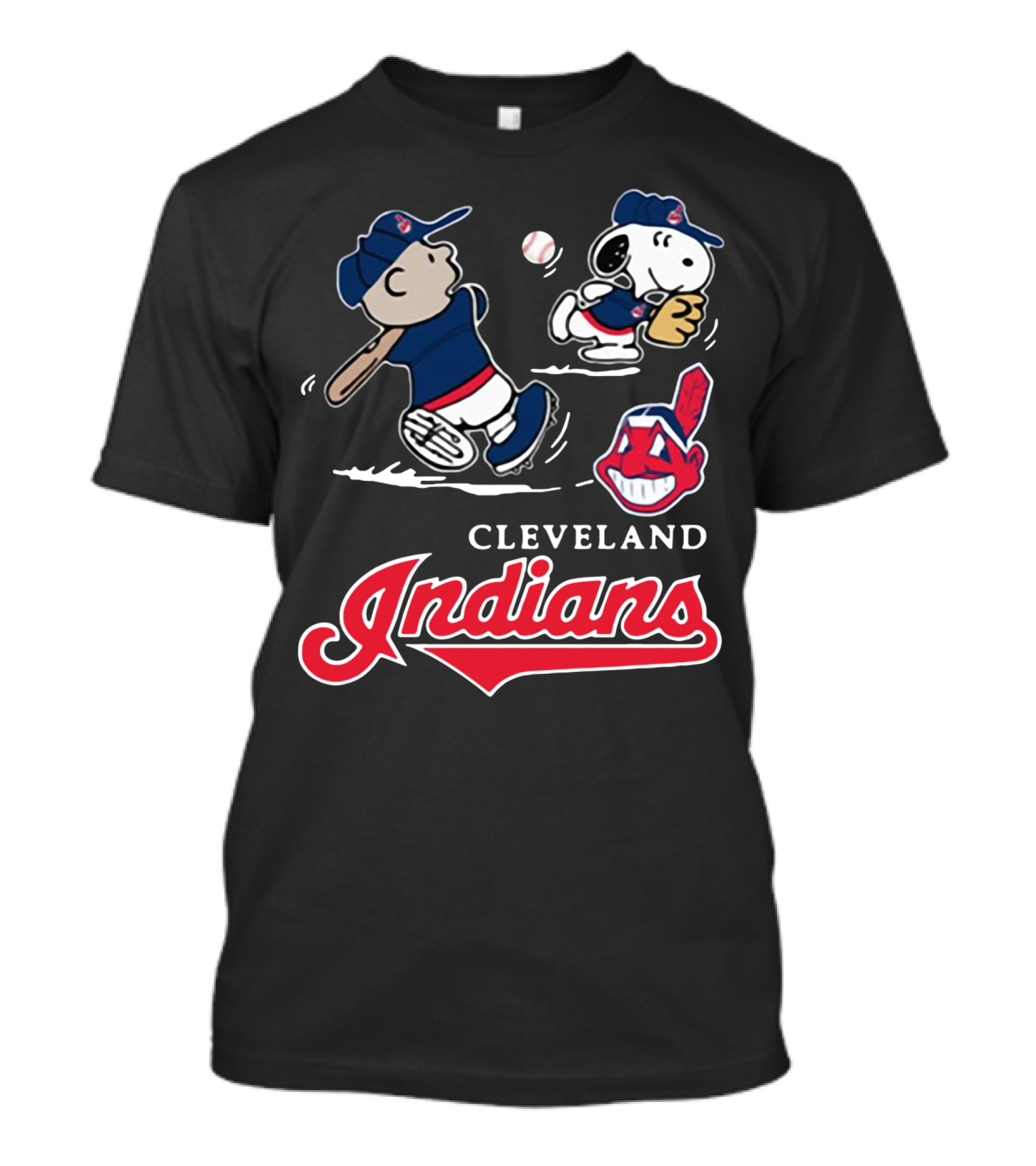 Charlie Brown Snoopy Cleveland Indians Baseball Peanuts T-Shirt