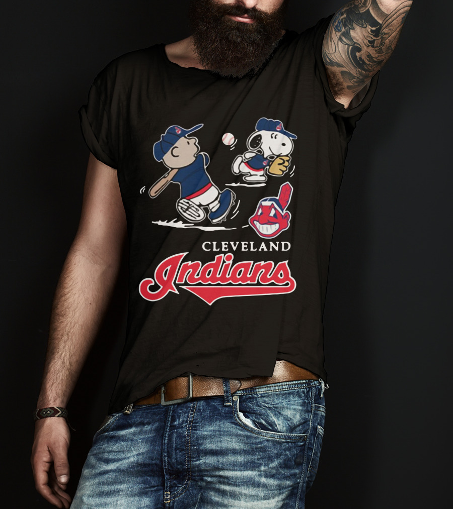 Charlie Brown Snoopy Cleveland Indians Baseball Peanuts T-Shirt
