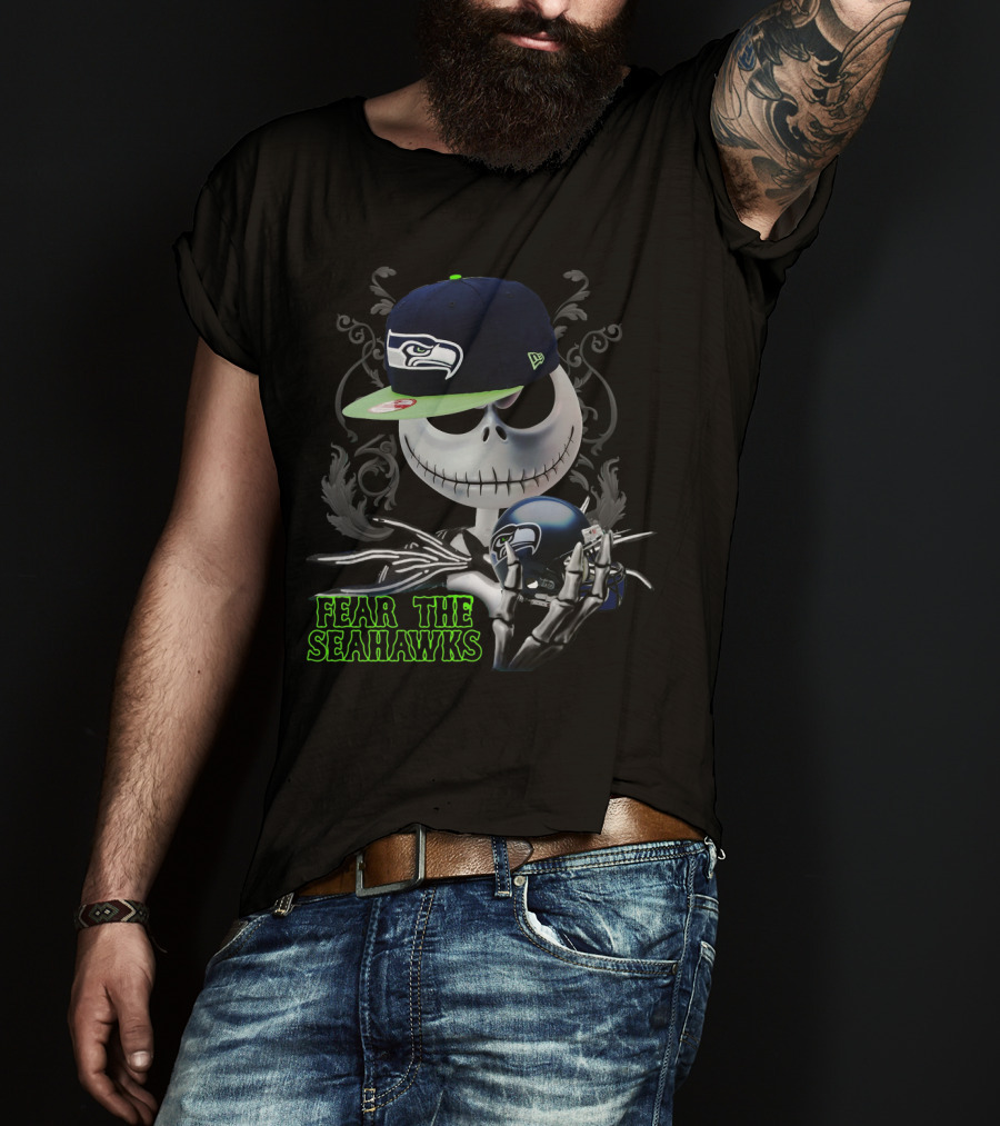 Fear The Seahawks Jack Skellington Seattle Seahawks T-Shirt