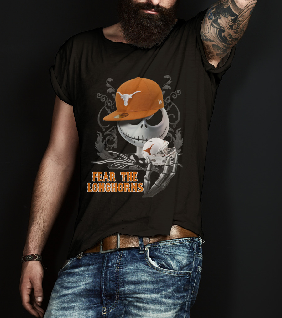 Jack Skellington Fear The Longhorns Texas Football Halloween Crossover T-Shirt