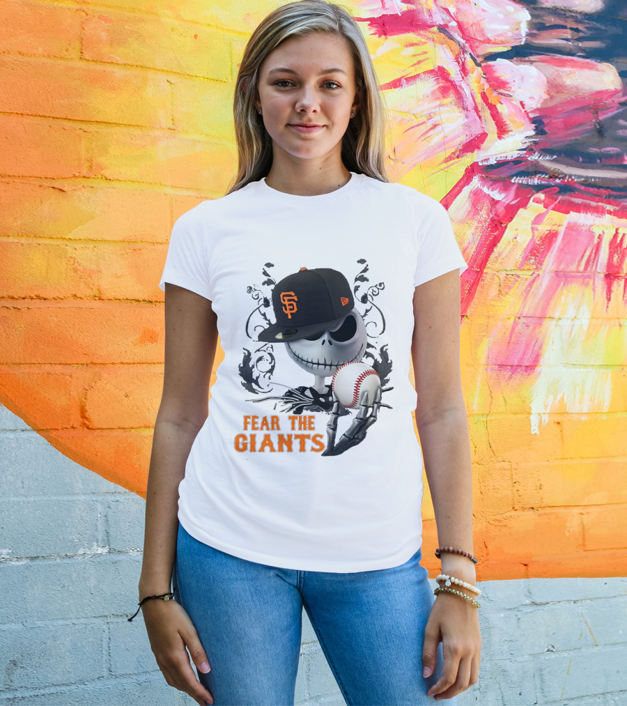Jack Skellington Fear The Giants San Francisco Baseball Cap Spooky T-Shirt