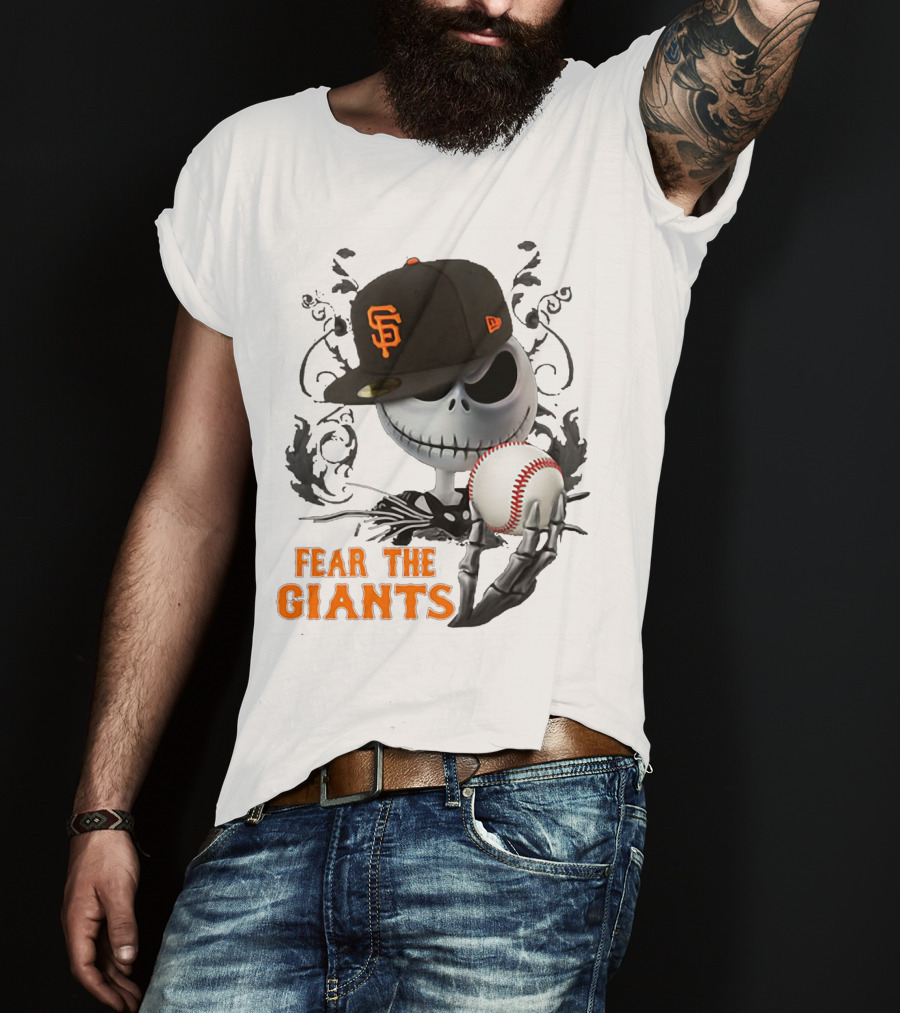 Jack Skellington Fear The Giants San Francisco Baseball Cap Spooky T-Shirt