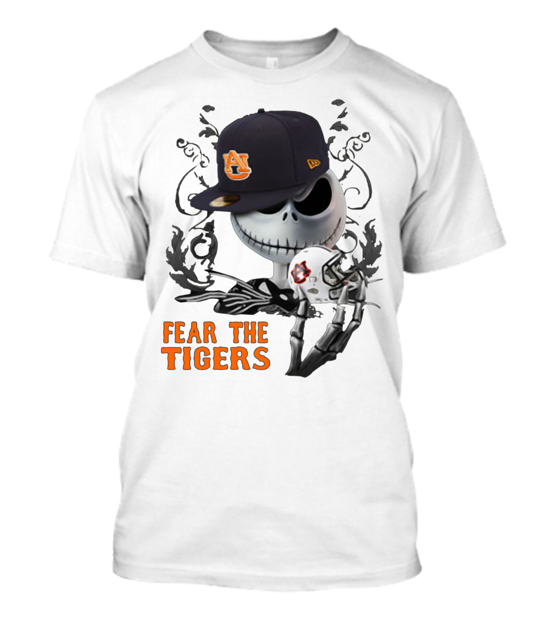 Fear The Auburn Tigers Jack Skellington Helmet And Hat T-Shirt