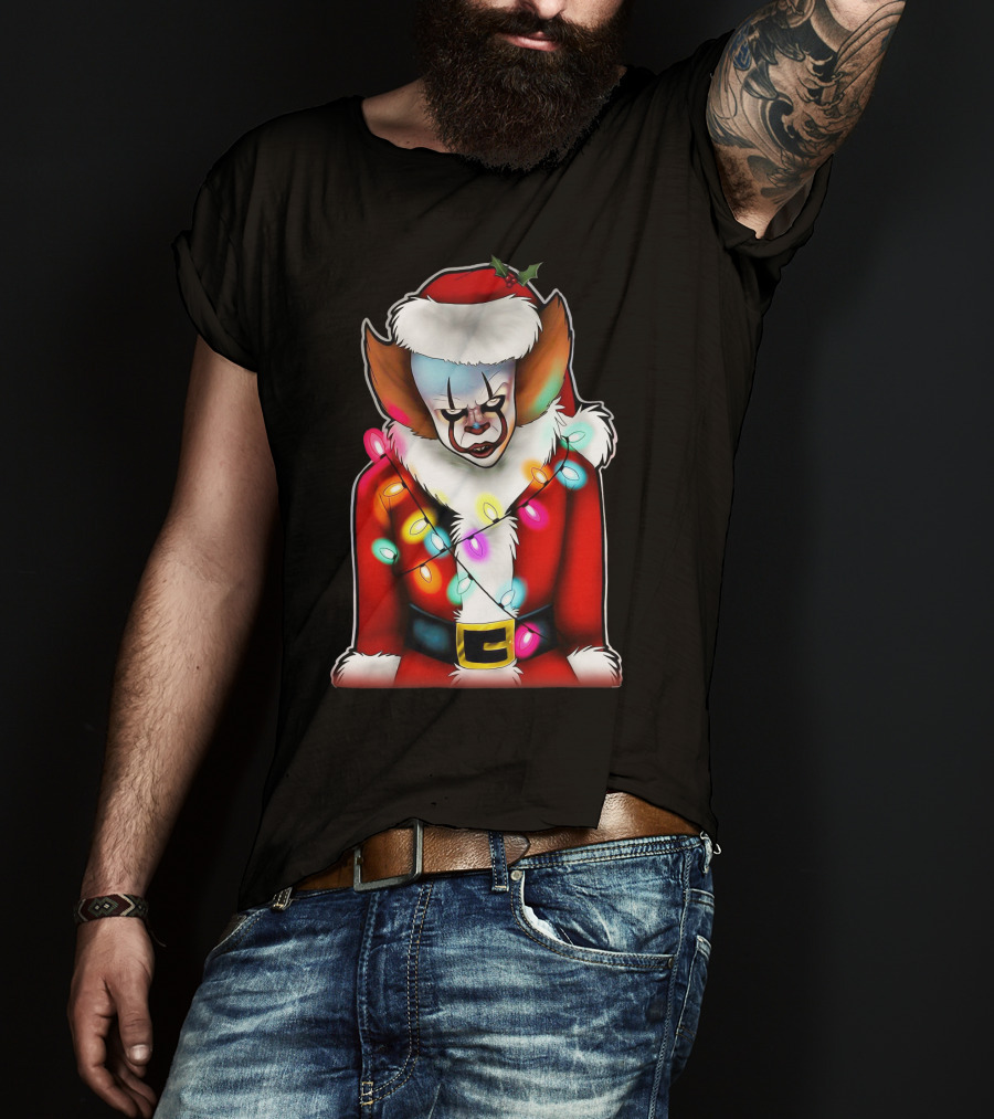 Pennywise Santa Claus Christmas Lights T-Shirt