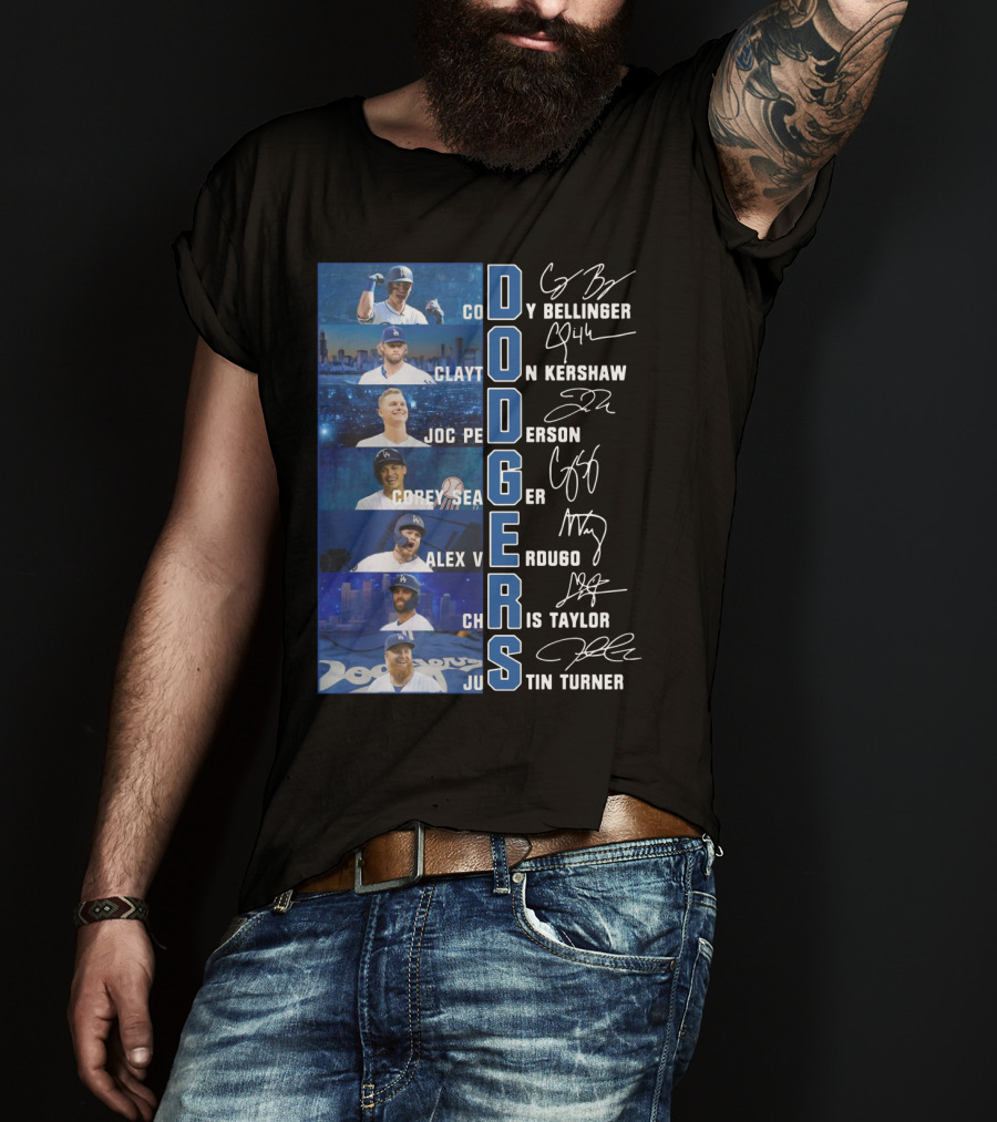 Dodgers Cody Bellinger Clayton Kershaw Joc Pederson Corey Seager Alex Verdugo Chris Taylor Justin Turner T-Shirt