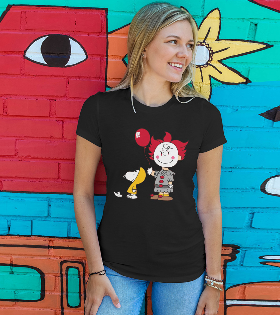 Charlie Brown Balloon Costume With Snoopy Woodstock Pennywise Crossover Red Balloon T-Shirt