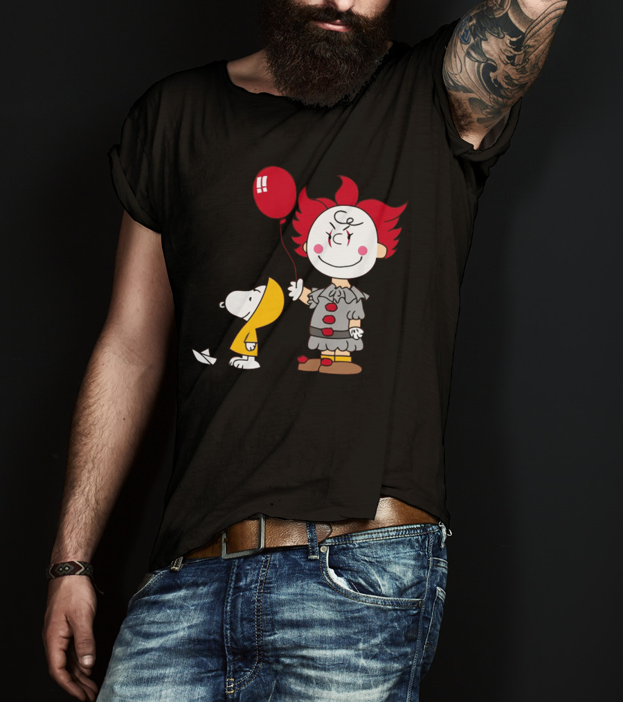 Charlie Brown Balloon Costume With Snoopy Woodstock Pennywise Crossover Red Balloon T-Shirt