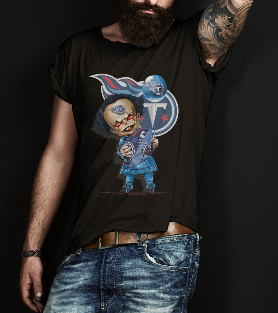 Pennywise Tennessee Titans Football Horror Mashup T-Shirt