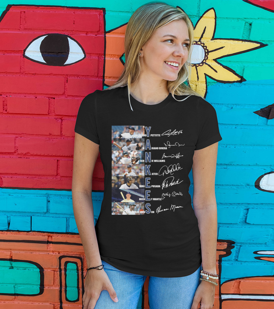 Yankees Andy Pettitte Mariano Rivera Bernie Williams Derek Jeter Jorge Posada Mickey Mantle Thurman Munson T-Shirt