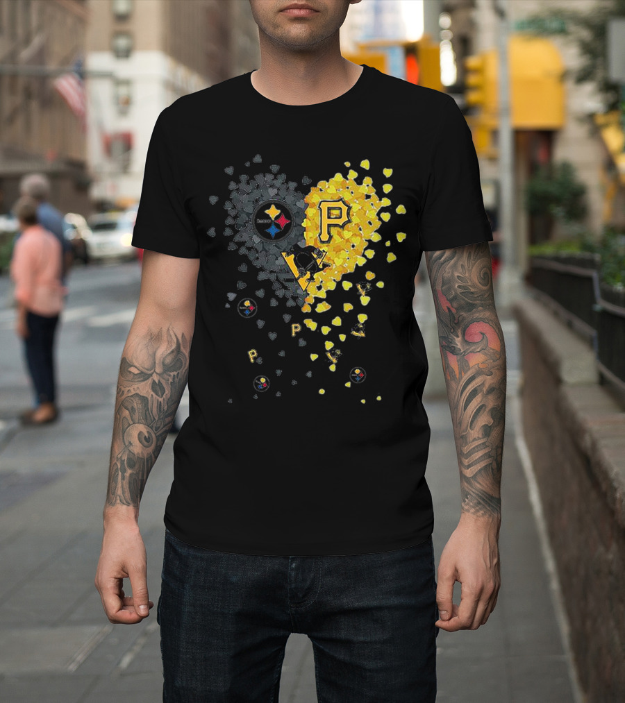 Pittsburgh Steelers Penguins Pirates Heart T-Shirt