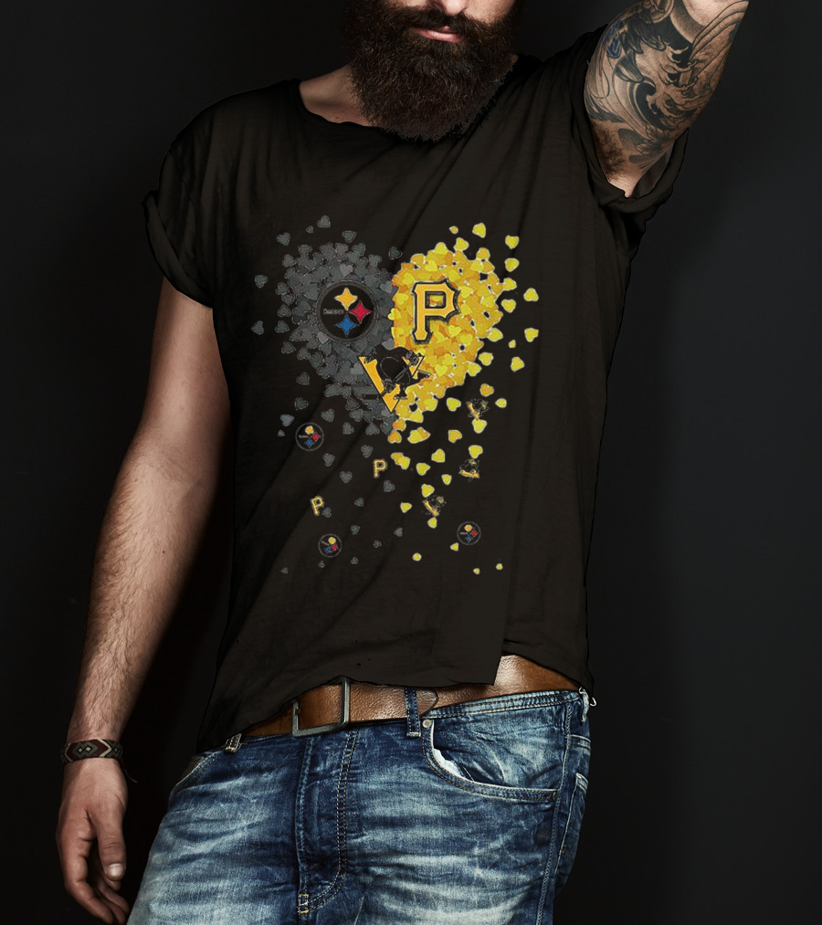 Pittsburgh Steelers Penguins Pirates Heart T-Shirt